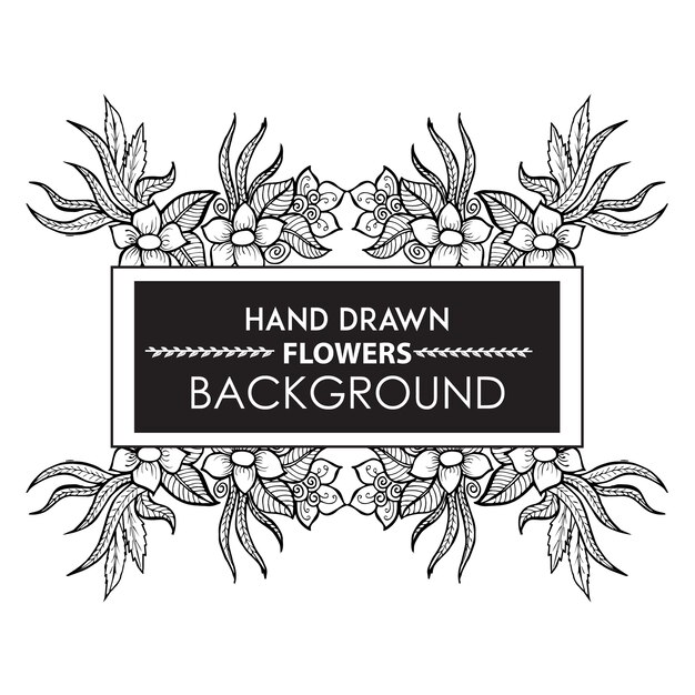 Black and White Hand Drawn Floral Frame