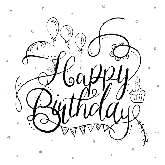 Black and White Happy Birthday Typography