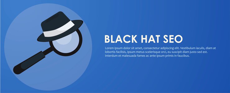 Бесплатный Вектор черно-белая шляпа seo баннер. лупа и другие инструменты поисковой оптимизации