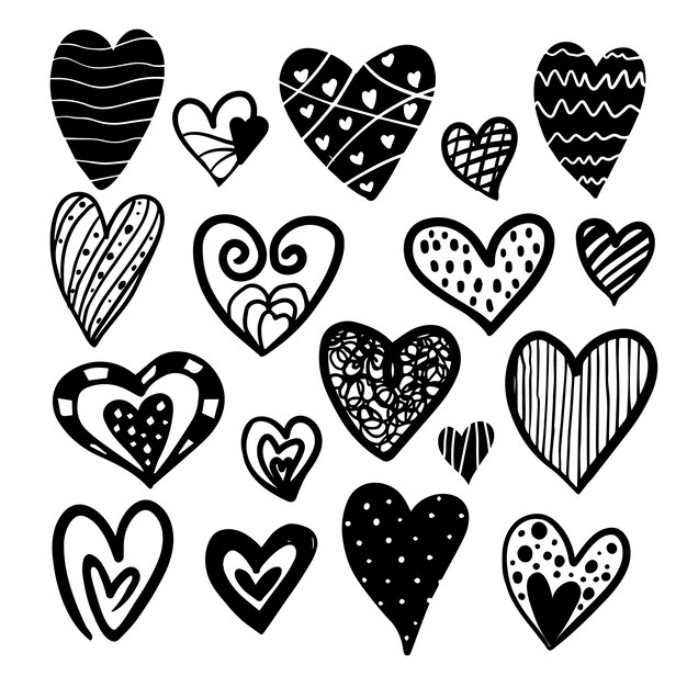 Black and white hearts collection