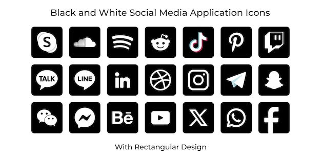 Black and white icon logo collection with rectangles style