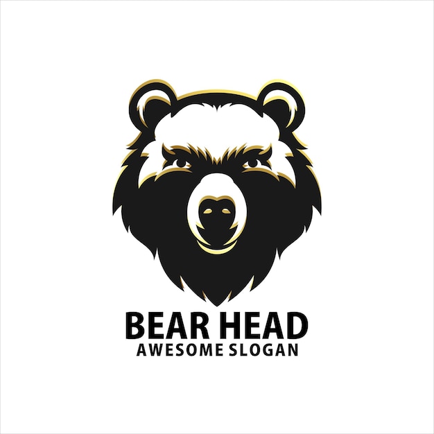 Vettore gratuito immagine in bianco e nero di una testa d'orso