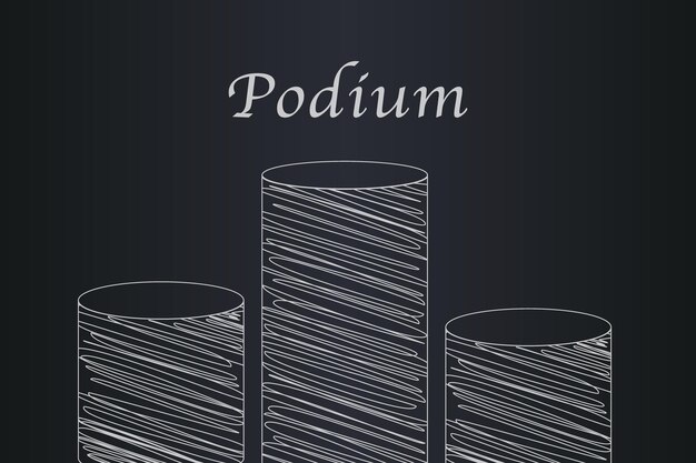 Free vector a black and white image of three cylinders with the word podium written on it