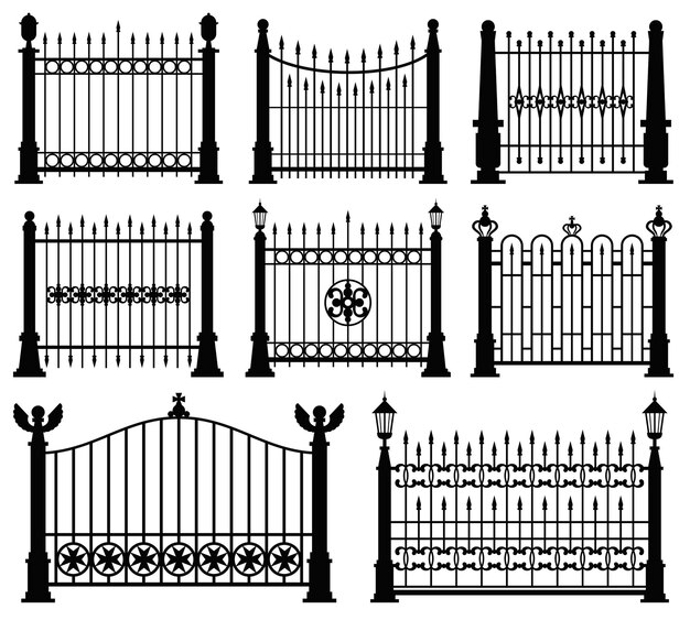 흑인과 백인 철 문 및 울타리 세트