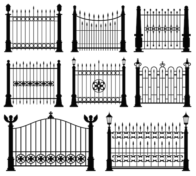 흑인과 백인 철 문 및 울타리 세트