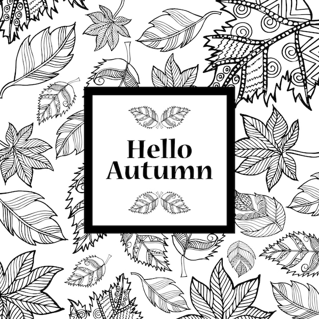 Free vector black and white line art autumn backgrounds