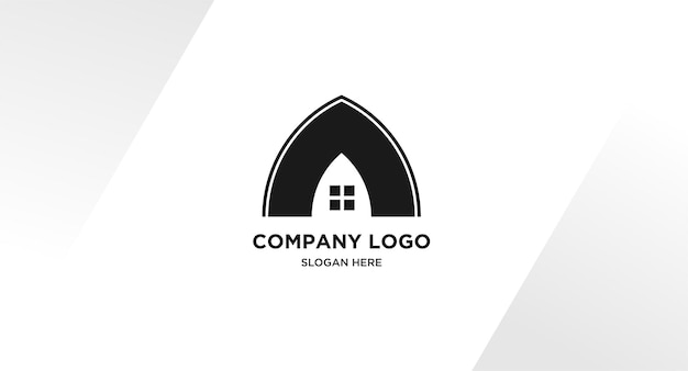 Free vector a black and white logo with a house and a window