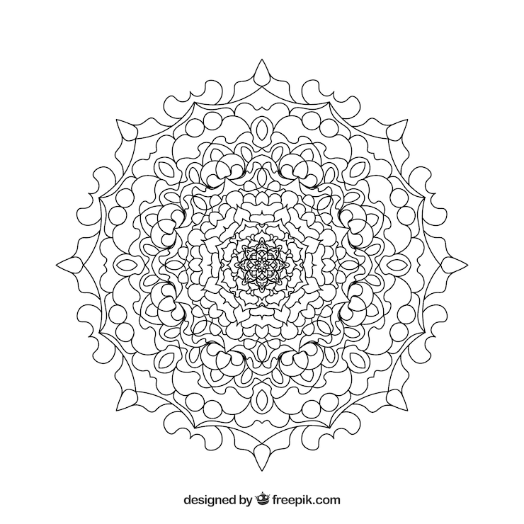 무료 Vector 검은색과 색의 만달라 배경