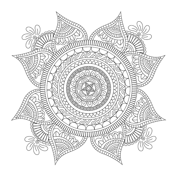 Free Vector black and white mandala design