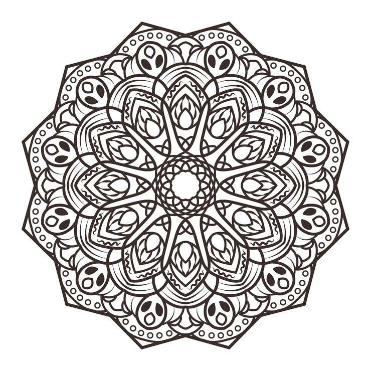 Free Vector black and white mandala 