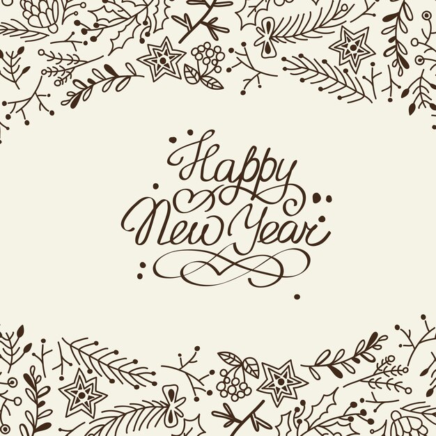 Black and white New Year card