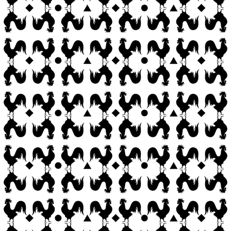 Free Vector black and white pattern with rooster