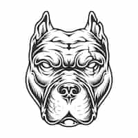 Free vector black and white pitbull head