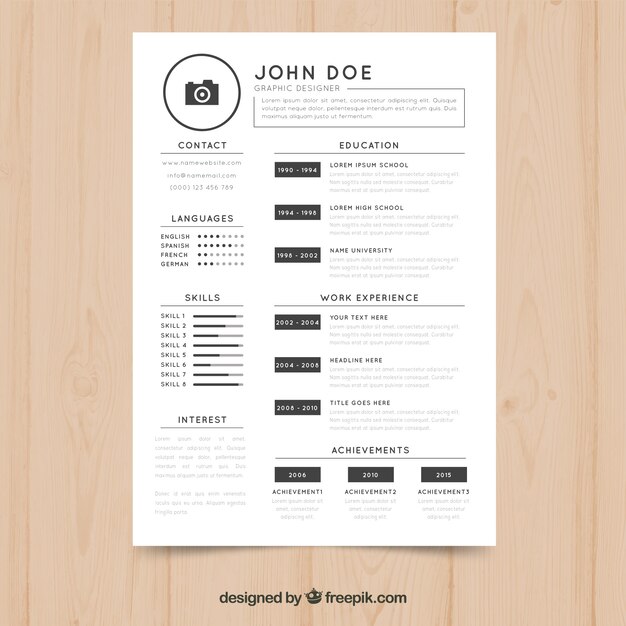 Black and white resume template