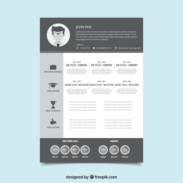 Free vector black and white resume template