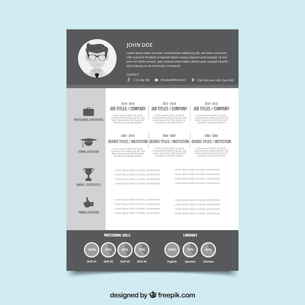 Black and white resume template