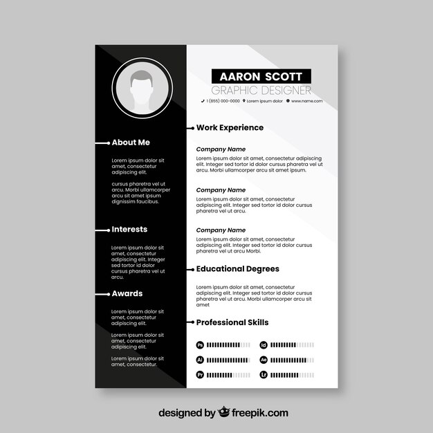 Black and white resume template