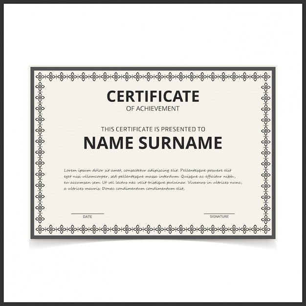 Free vector black and white retro certificate