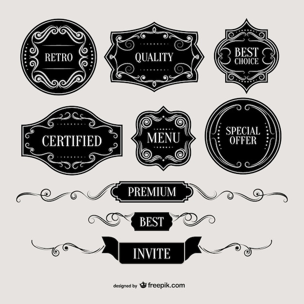 Black and white retro style badges