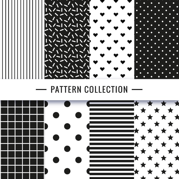 黒と白のシームレスなパターンのコレクション