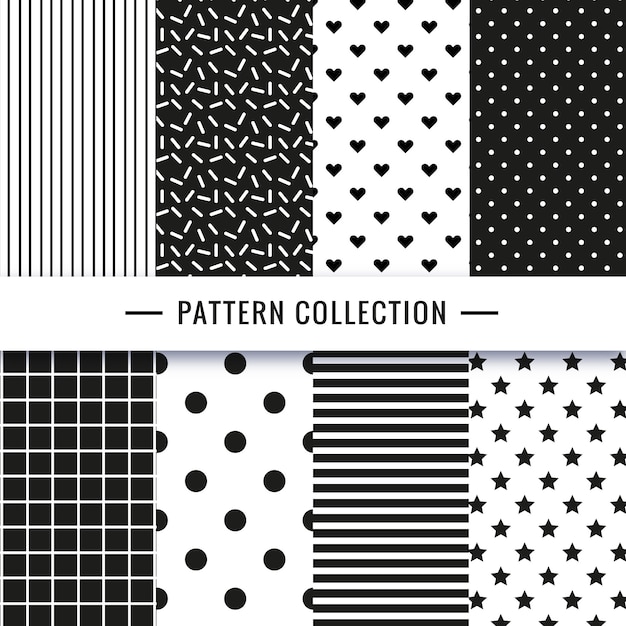 Black and white seamless pattern collection