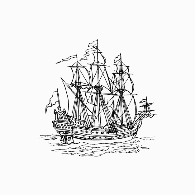 Free vector black and white ship on white background