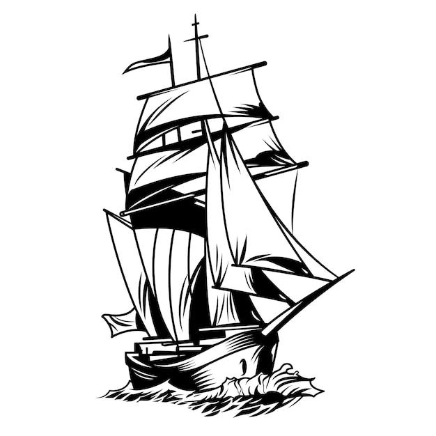 Black and white ship