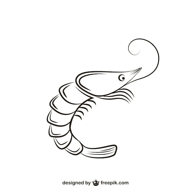 Free vector black and white shrimp illustration