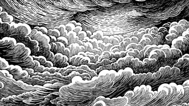 Free vector black and white sketch abstract cloud background