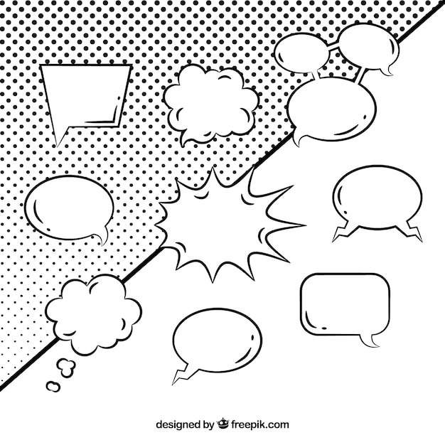 Free vector black and white speech bubble collection
