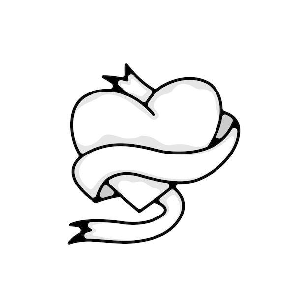 Vettore gratuito logo del cuore in stile bianco e nero