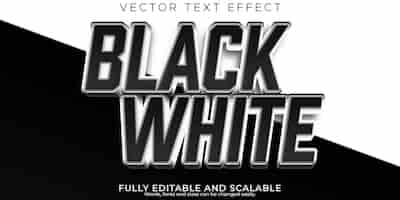 Free vector black white text effect editable modern and poster text style