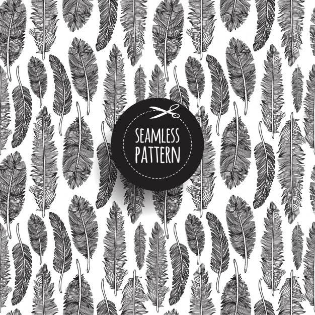 Seamless pattern di piume su bianco disegnato a mano illustrazione