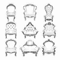 Free vector black and white vintage furniture