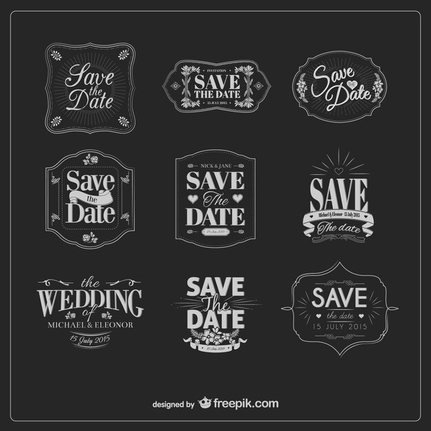 Black and white vintage wedding labels