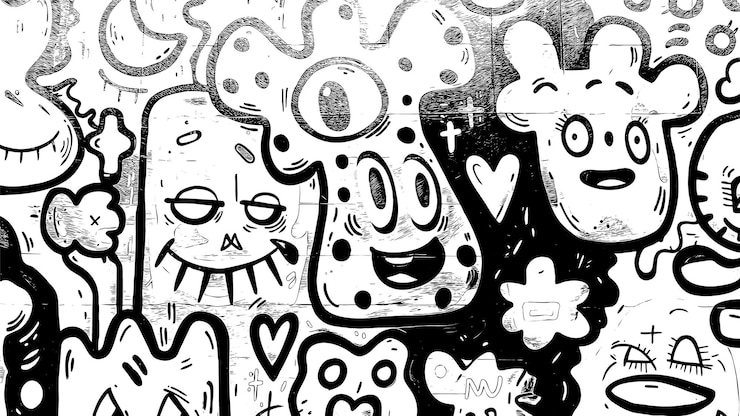 Free Vector black and white wall graffiti texture