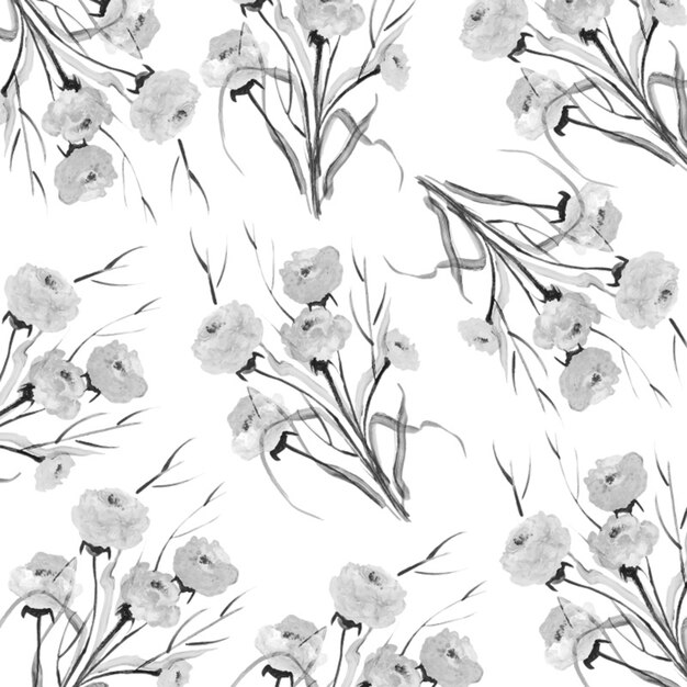 Black and White Watercolor Floral Background