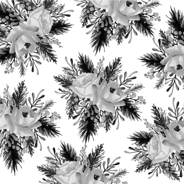 Free vector black and white watercolor floral background