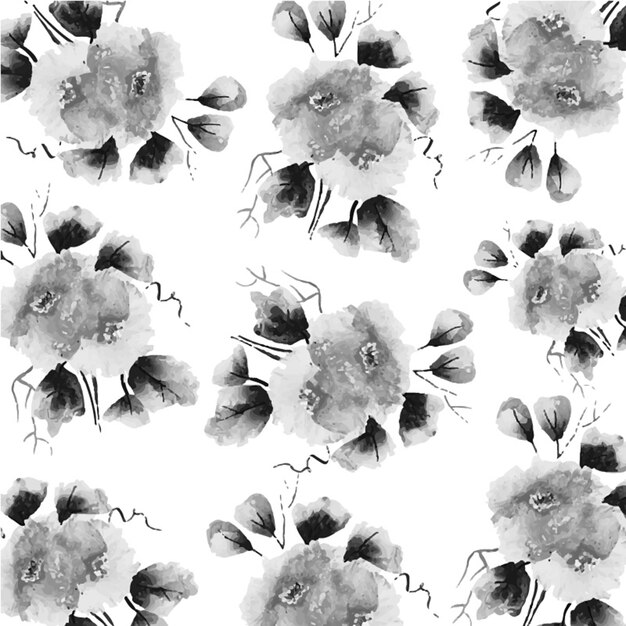 흑백 수채화 꽃 배경