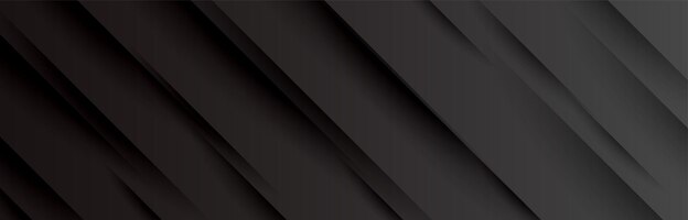 Free vector black wide banner with shadow lines design