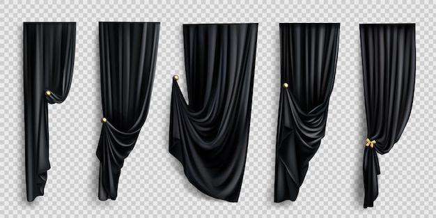 Free vector black window curtains