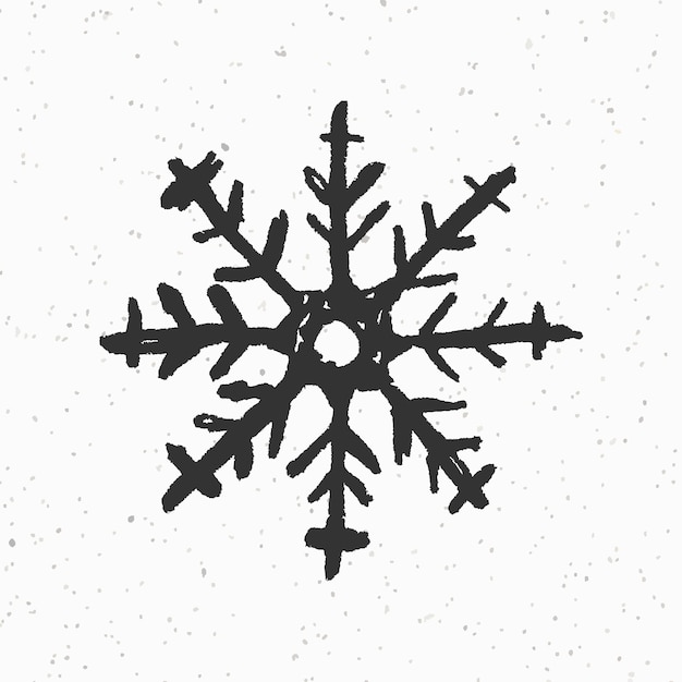Free vector black winter snowflake in doodle style