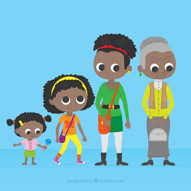 Free vector black woman in different ages