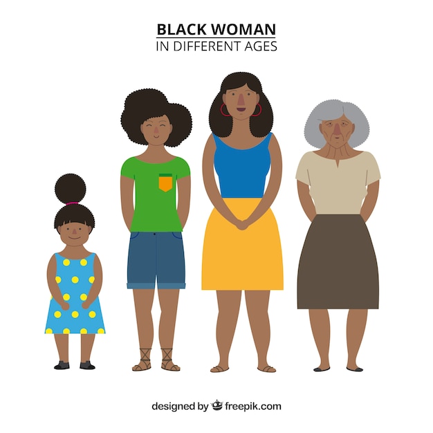 Бесплатное векторное изображение Черная женщина в разном возрасте