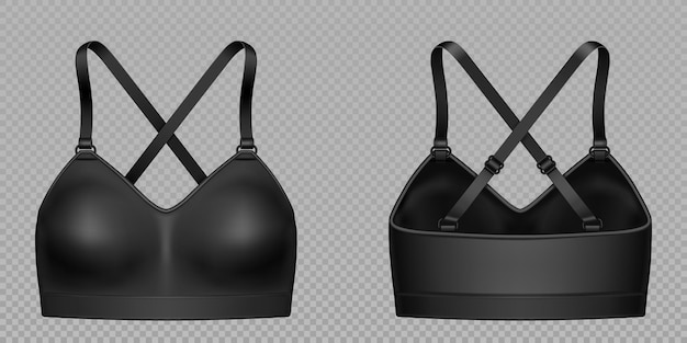 Free vector black woman sport bra top vector mockup template