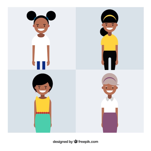 Free vector black women collection in different ages