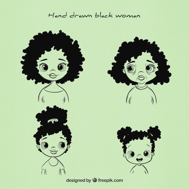 Free vector black women collection in different ages