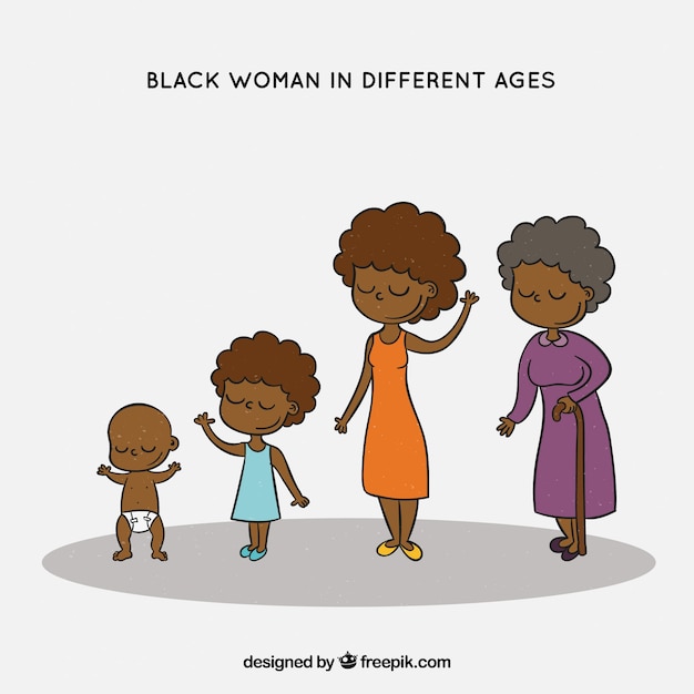 Free vector black women collection in different ages