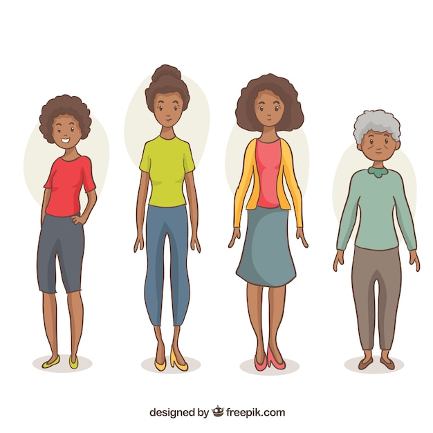 Free vector black women collection in different ages