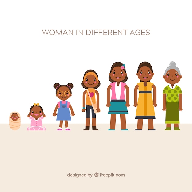 Free vector black women collection in different ages